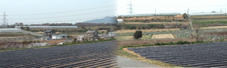 境宿（加宿）公民館付近の「猿ケ馬場」を描いたとされる付近の風景no.2。