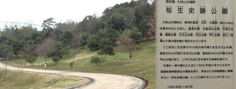 国史跡・大岩山古墳群として有名。桜生(さくらばさま)史跡公園となっている。