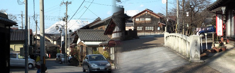 醒ヶ井大橋となっていますが５～６mの石橋です。この付近から見る伊吹山。