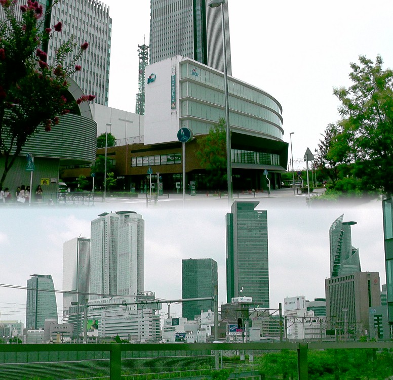 上写真の撮影場所。ささしまライブ駅方面です。 上写真の撮影場所 下写真の撮影場所。名古屋駅方面を撮る。 下写真の撮影場所