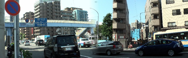 横浜駅前のホテルから浅間下交差点北西すぐの旧東海道へ入り（写真右）保土ヶ谷宿へ進む。