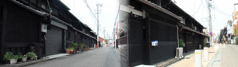 四間道の風情。なんとも電柱が目障りです。 四間道