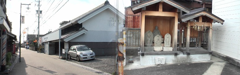 祠と付近の街道。