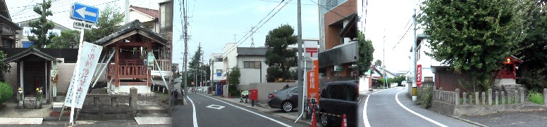 「山田の渡し」を過ぎ右から順に、次の「勝川の渡し」に通じる瀬古地区の街道風景。