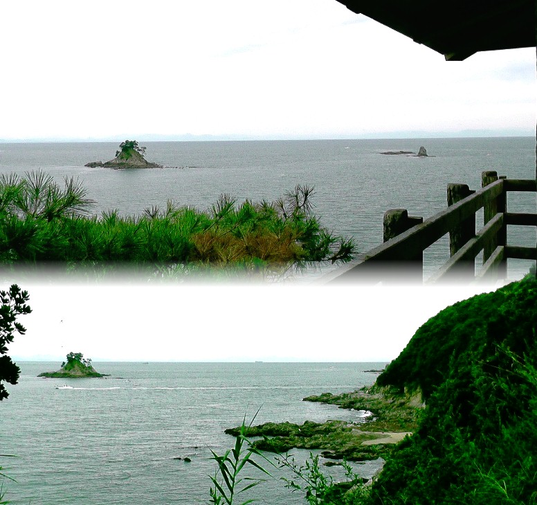 歌碑公園展望台から松島及び海岸を撮る。 歌碑公園展望台