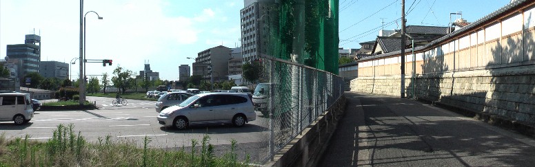 左は千種通・中道交差点から若宮大通西方を撮る。右は春岡小学校東の塩付街道。