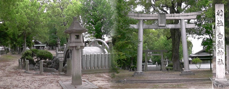白髭神社。祭神：猿田彦大神。創建：享徳壬申元年(1452年)。 白髭神社