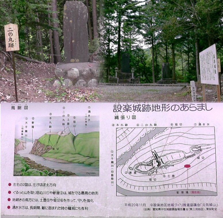 設楽城二の丸跡と地形のあらまし。