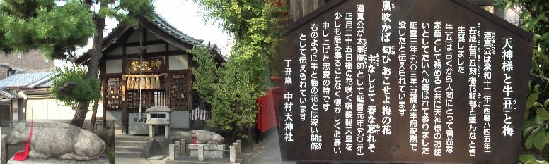 天神社の境内にある牛坐像。