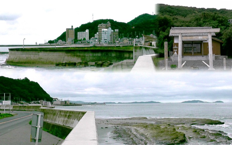 天神社前海岸風景。 天神社
