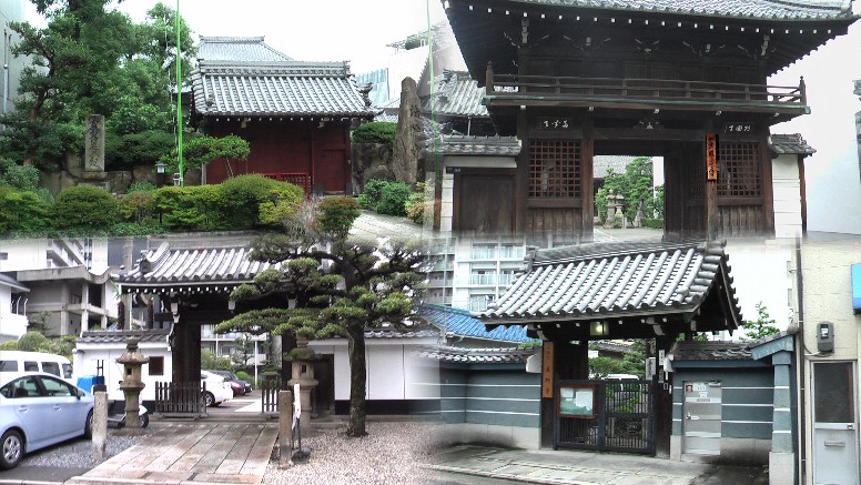 左上：法輪寺山門、右上：照遠寺。左下：本要寺、右下：真柳寺。