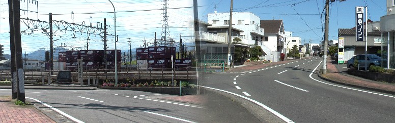 旧東海道は上記の説明どおりここでプッツンしている、右下へ曲がる狭い道は歩行者は 差し控えるよう案内されている。右は江尻宿方面の街道。