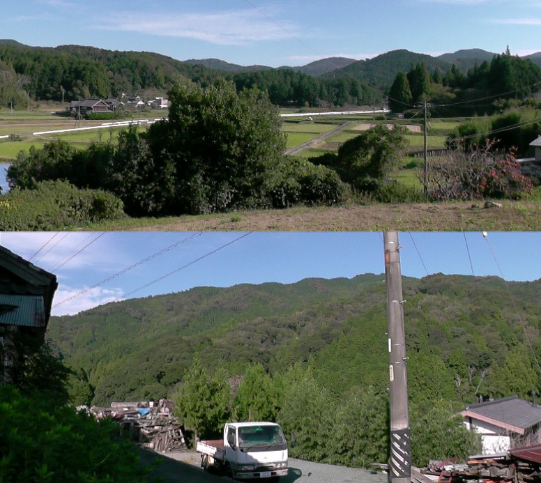 豊田藤助屋敷跡付近から船着山方面を撮る（下）。上は東方面風景。