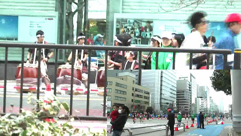 名古屋最大の秋の「名古屋まつり」でも交通を止めない桜通りです２。 名古屋最大の秋の「名古屋まつり」でも交通を止めない桜通りです３、応援団も参加。