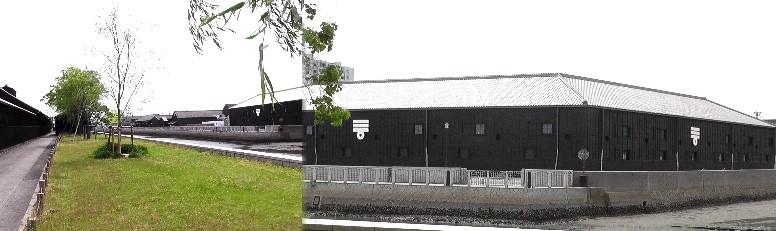 半田運河沿いに建つミッカンの蔵風景１。