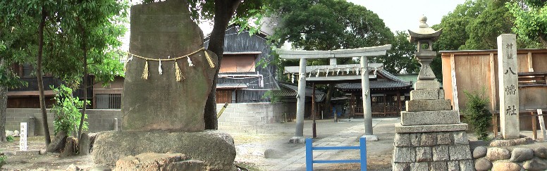八幡社の祭である牛立天王祭には、「牛頭天王車」が上記斎宮社（熱田区切戸町）まで往復します。 牛立八幡社。四門寺