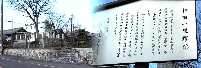 中富田一里塚から一里の道程となります。