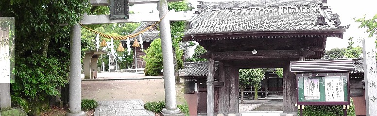 左:若松神社。右は本楽寺。リンク:本楽寺 若松神社