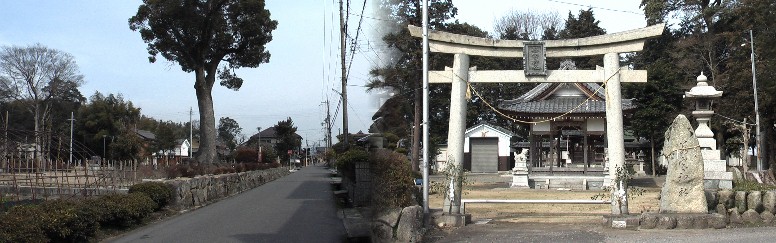 若宮神社と伊庭邸の屋敷跡が隣合っています。