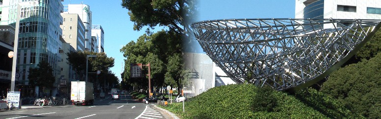 左は駅前久屋大通北行車線、右は光の広場のモニュメントを撮る。 光の広場説明拡大