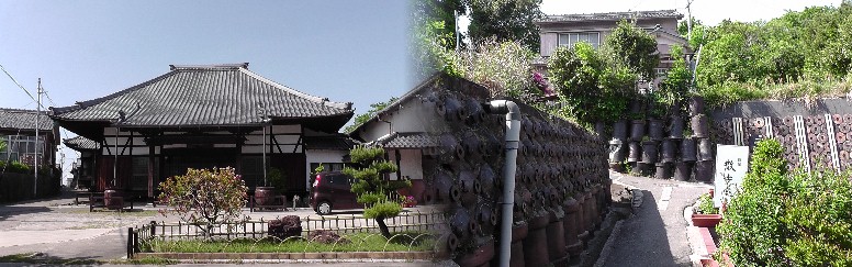 「常滑やきもの散歩道」Aコース風景。左：コース内にある光明寺。