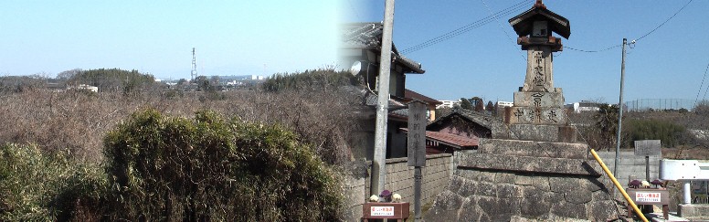 三雲側に建つ横田の渡し場の常夜灯. 左は野洲川対岸（水口宿側）横田の渡し場を望む。