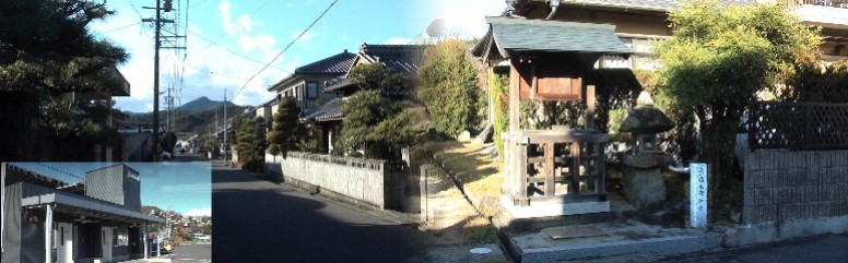 秋葉神社（右）と街道の町並み。左下はjr武並駅。 秋葉神社