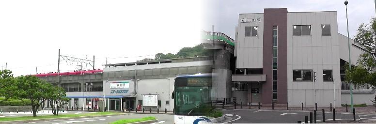 朝倉駅（左）。右は寺本駅。