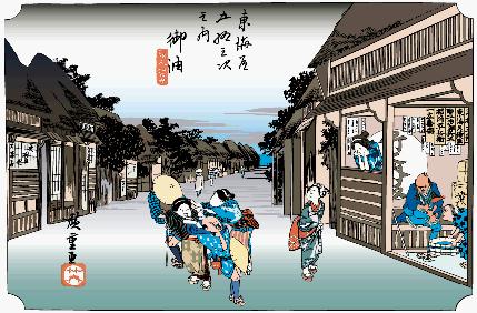 広重、御油旅人留女