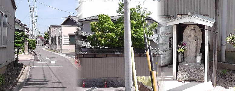 トップの案内図から泉正寺~永源寺付近に高札場がありますので探したが 見当たりません。土地の人に尋ねましたが不明で勝手に想像して撮影しま した。右は付近の道祖神の祠。