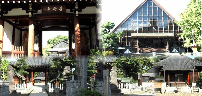 善光寺別院願王寺。創建は829(天長6)年と言われ、明治に善光寺如来を勧請し、1929(S4)年には 本堂が着工されましたが由緒記にありますように小学生の頃（1935～41年）、工事中の寺のすぐ 近くに住み、荒れ果てたお堂には鳩の糞が床に落