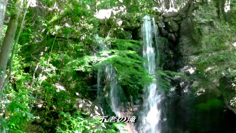 不老公園付近から木曽川上流方面を撮る。 不老の滝。 不老の滝（右上）。下は不老公園から犬山橋（下）と木曽川上流（上左）を撮る。 不老公園