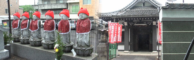 名鉄瀬戸線尼ケ坂駅南約100mの地蔵院と6地蔵菩薩。付近は、尼ヶ坂(寺の一本東、 片山神社西)といわれ昼なお暗い樹木が生い茂り追い剥ぎ、強盗で命を失った人の霊を 弔うため、久国寺の和尚が、門前の六地蔵のうち一体をまつったのが始まりという。