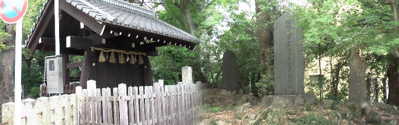 片山神社境内東側に重厚な門と「安閑天皇・・・・」と刻まれた大きな石碑があります(右)。 リンク:安閑天皇 母:目子媛(めのこひめ:尾張連草香(おわりのむらじくさか)のむすめ)