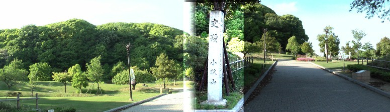 左：小牧山。右：登り口正面付近。