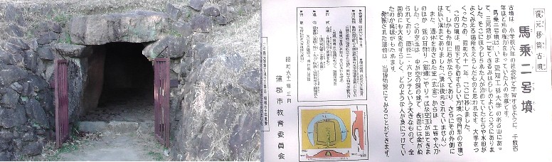 博物館構内に移築復元された馬乗二号墳。