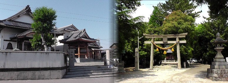 妙進寺（左）。山神社