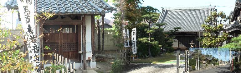 如意寺(龍神社の西隣)。本尊に聖観音を安置し「辻の観音」と言われる。境内には馬頭観音菩薩、 延命地蔵菩薩を祀るお堂(左)が建っています。