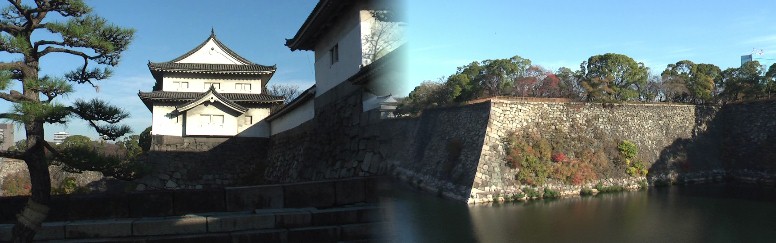 左：大手門前から千貫櫓を撮る。 千貫櫓