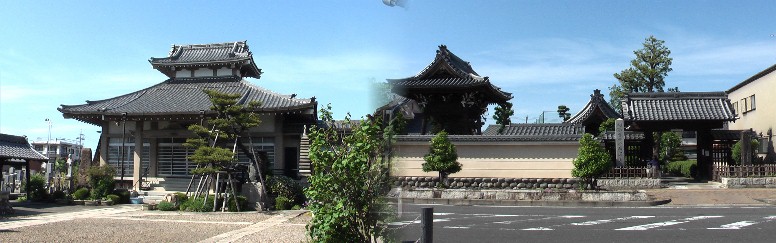 戒蔵院西の西源寺（右）とすぐ南の西林寺。